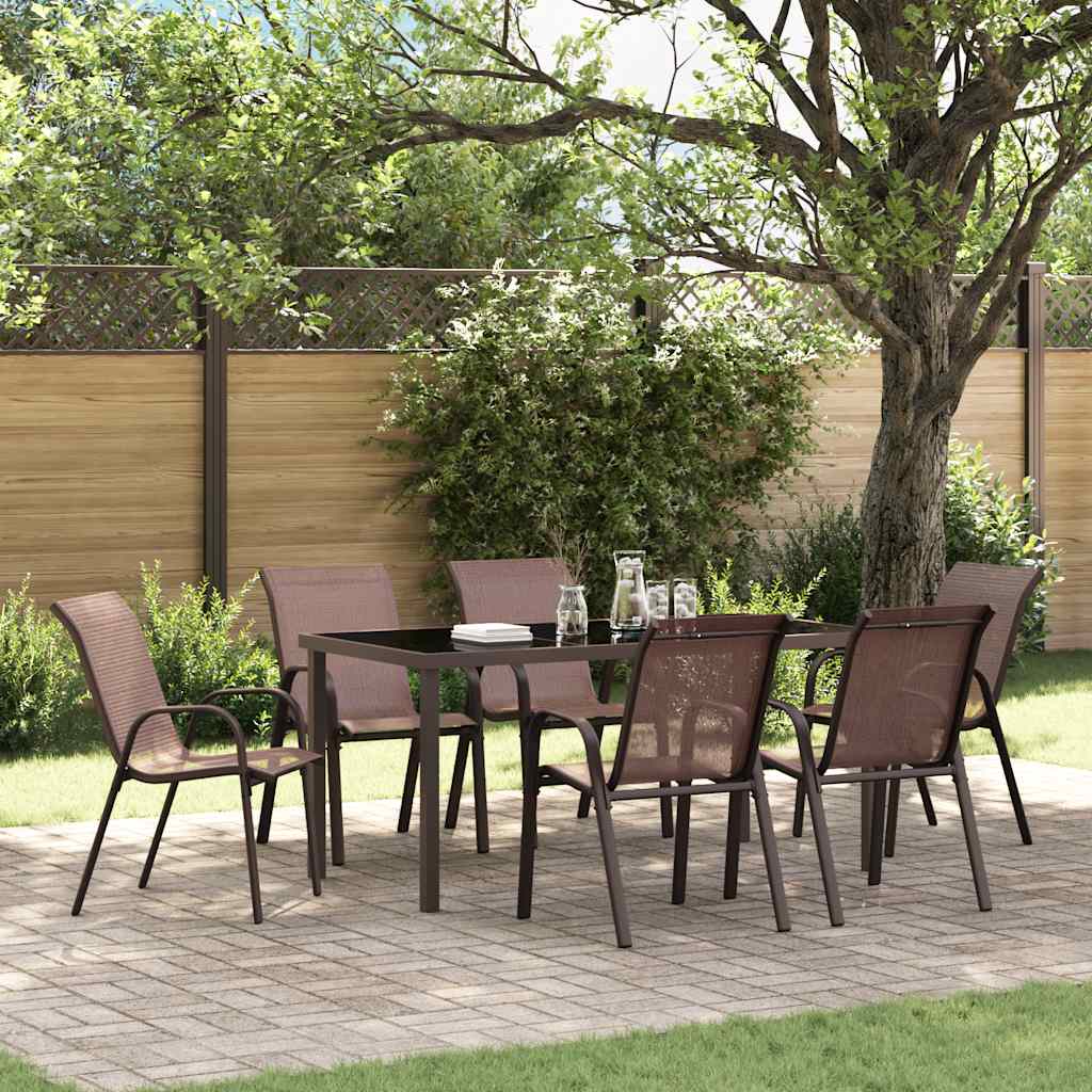 vidaXL vidaXL Stackable Garden Chairs 2 pcs Black Textilene Fabric - Garden Chairs