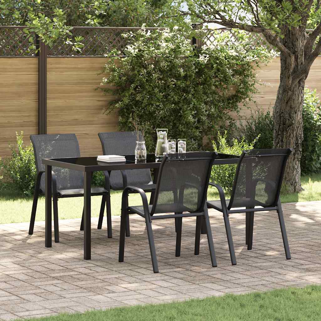 vidaXL vidaXL Stackable Garden Chairs 2 pcs Black Textilene Fabric - Garden Chairs
