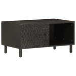 VidaXL Coffee Table 80x50x40 cm Solid Mango Wood With Black Frame And Storage Shelf For Living Room by vidaXL