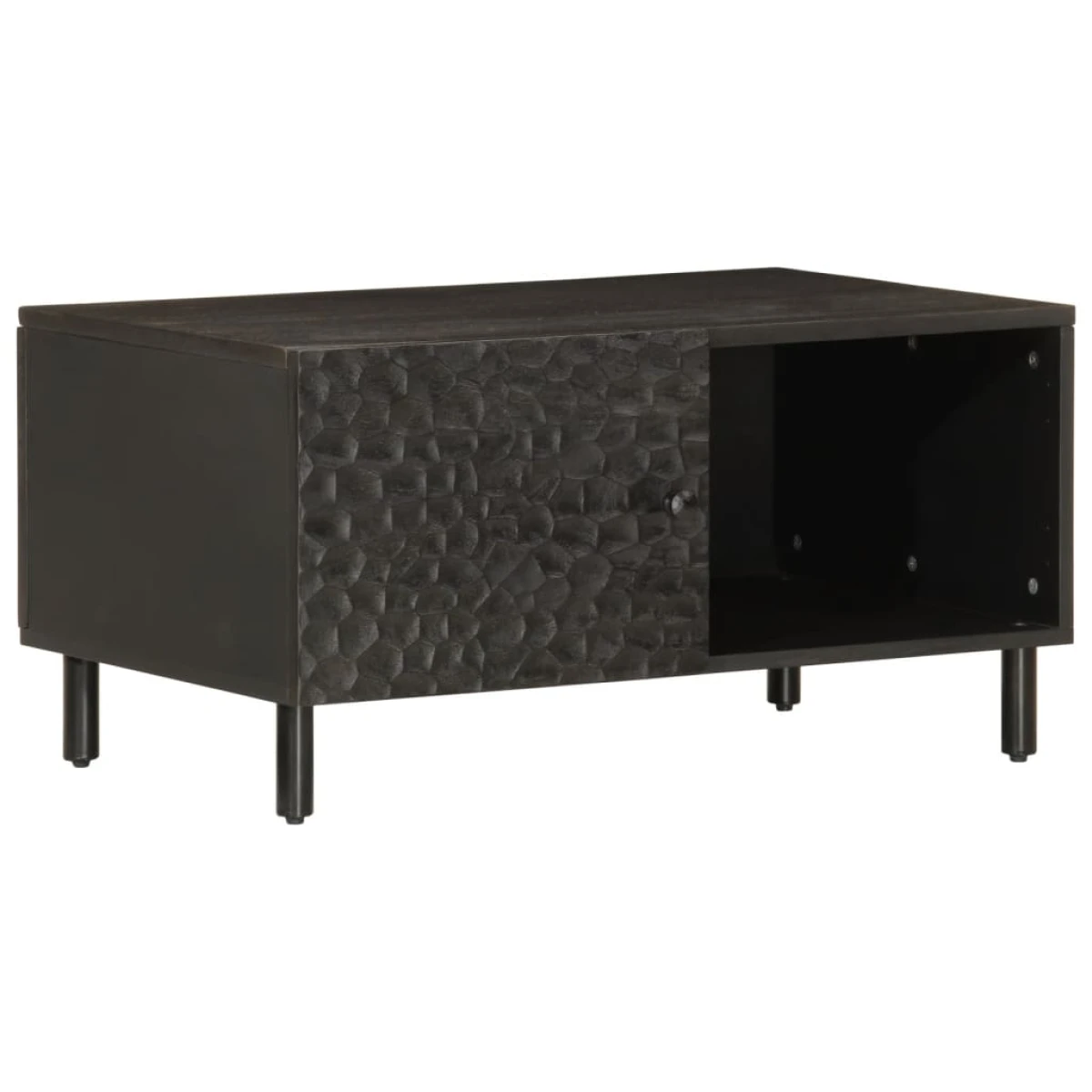 VidaXL Coffee Table 80x50x40 cm Solid Mango Wood With Black Frame And Storage Shelf For Living Room by vidaXL