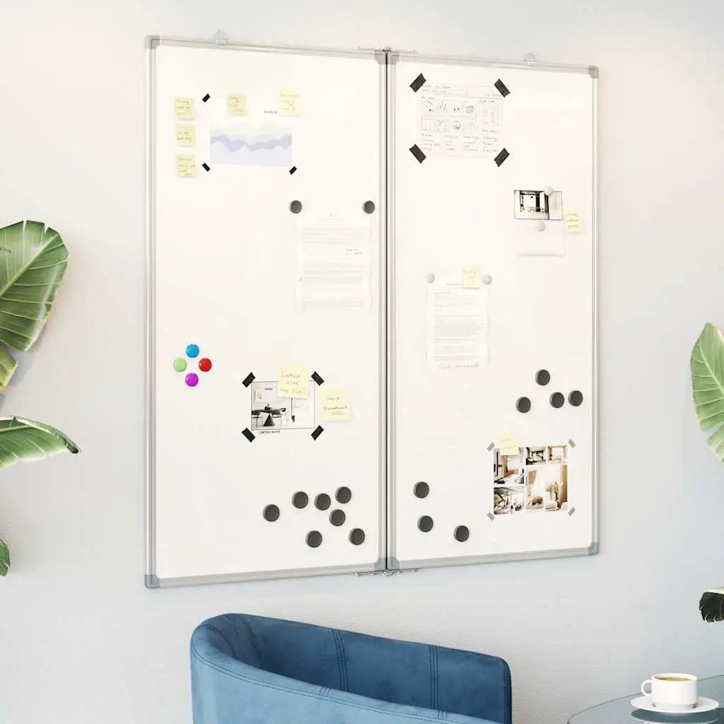 vidaXL vidaXL Magnetic Whiteboard Foldable 80x80x1.7 cm Aluminium - Whiteboard