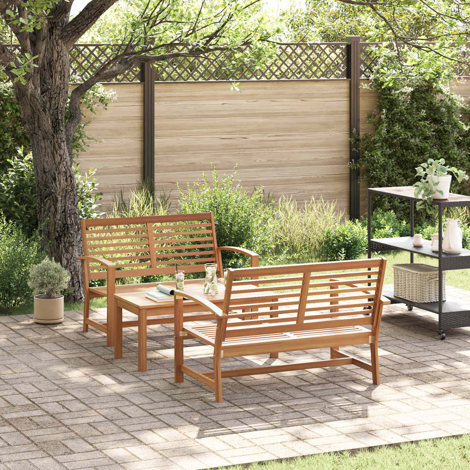 vidaXL vidaXL Garden Sofa Set 5 pcs Natural Solid Teak Wood - Garden Sofa Sets