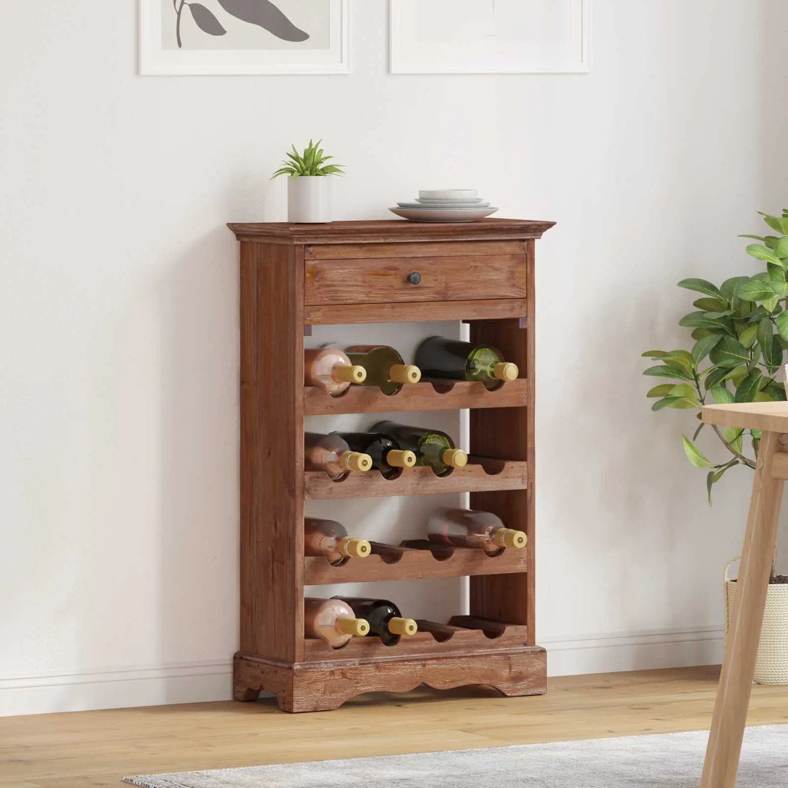 vidaXL vidaXL Wine Rack 55 x 23 x 85 cm Solid Mahogany Wood - Wine Rack