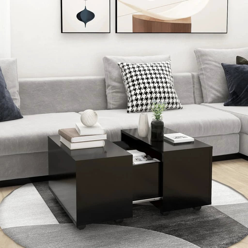 vidaXL Coffee Table 60x60x38 cm Black Oak Engineered Wood Modern Living Room Centerpiece by vidaXL