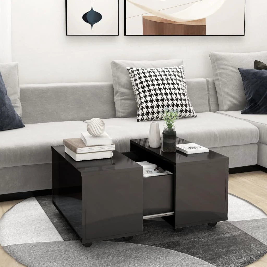 vidaXL Coffee Table 60x60x38 cm Black Oak Engineered Wood Modern Living Room Centerpiece by vidaXL