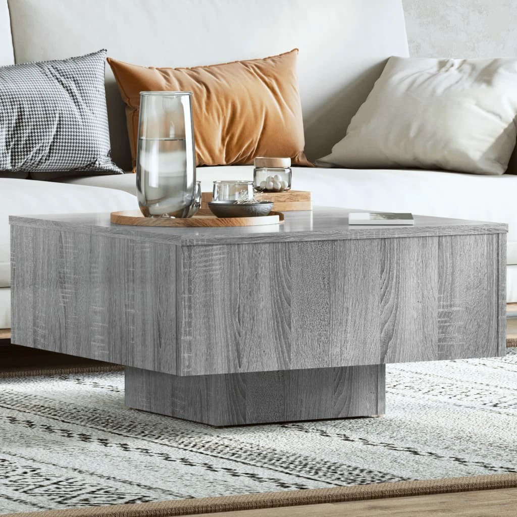 vidaXL VidaXL Coffee Table 60x60x31.5 cm Black Oak Engineered Wood Minimalist Contemporary Living Room Decor - Coffee Table
