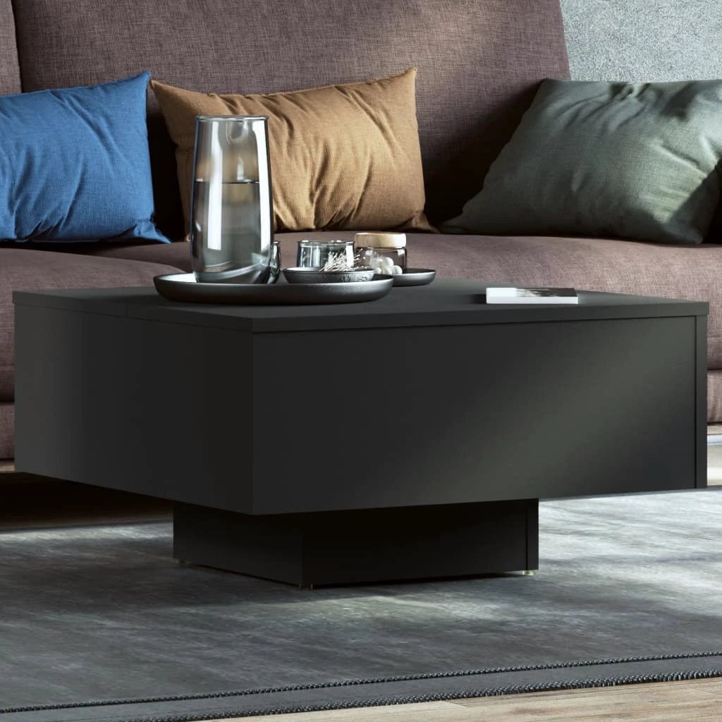 vidaXL VidaXL Coffee Table 60x60x31.5 cm Black Oak Engineered Wood Minimalist Contemporary Living Room Decor - Coffee Table
