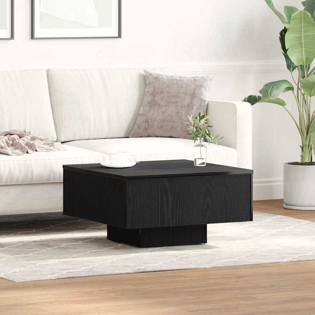 vidaXL VidaXL Coffee Table 60x60x31.5 cm Black Oak Engineered Wood Minimalist Contemporary Living Room Decor - Coffee Table