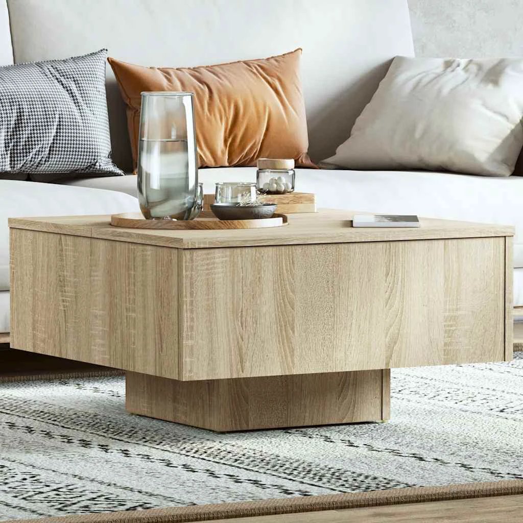 vidaXL VidaXL Coffee Table 60x60x31.5 cm Black Oak Engineered Wood Minimalist Contemporary Living Room Decor - Coffee Table