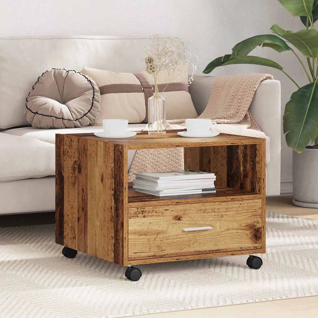 VidaXL Coffee Table 55x55x45cm Engineered Wood With Storage Drawer On Wheels For Living Room by vidaXL