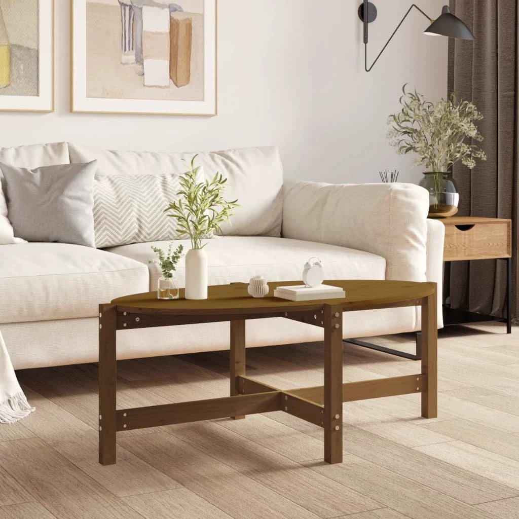 VidaXL Coffee Table 118x63x45 cm Solid Pine Wood Rustic Finish For Living Room Decor by vidaXL
