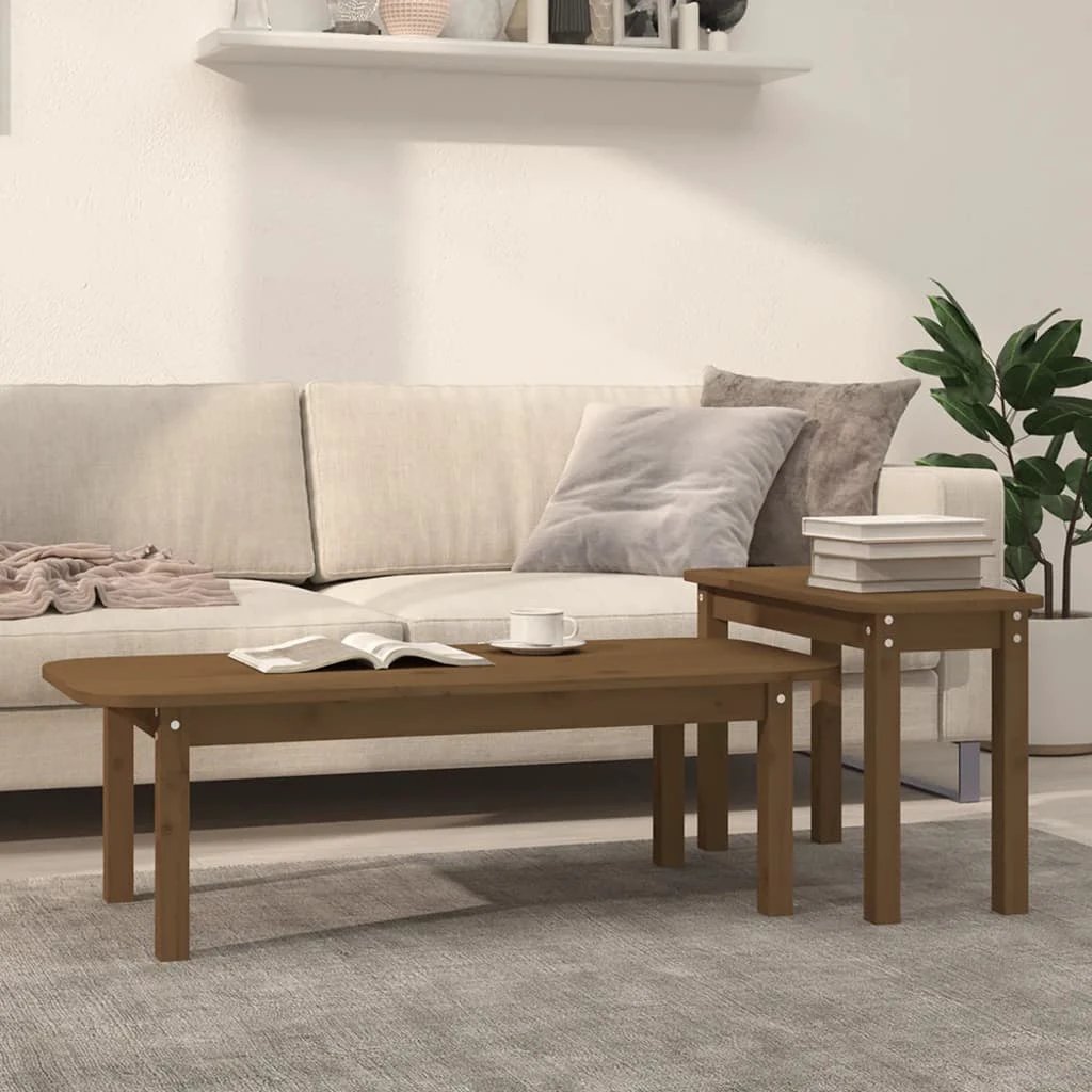 vidaXL VidaXL Pine Coffee Table Set 2-Piece Rustic Home - Coffee Table