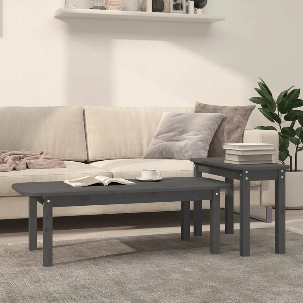 vidaXL VidaXL Pine Coffee Table Set 2-Piece Rustic Home - Coffee Table