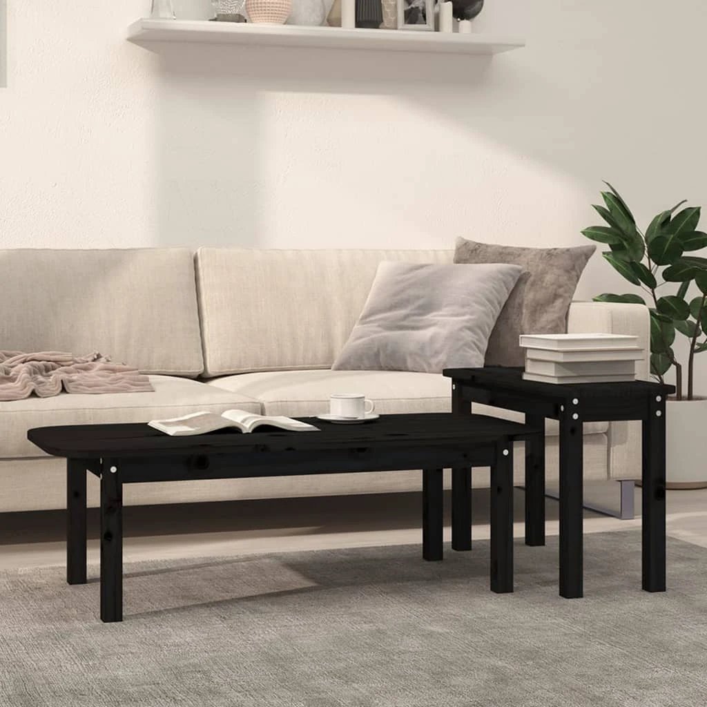 VidaXL Pine Coffee Table Set 2-Piece Rustic Home by vidaXL
