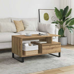 VidaXL Coffee Table 90 x 49 x 45 cm Black Oak Engineered Wood Modern Minimalist Living Room by vidaXL