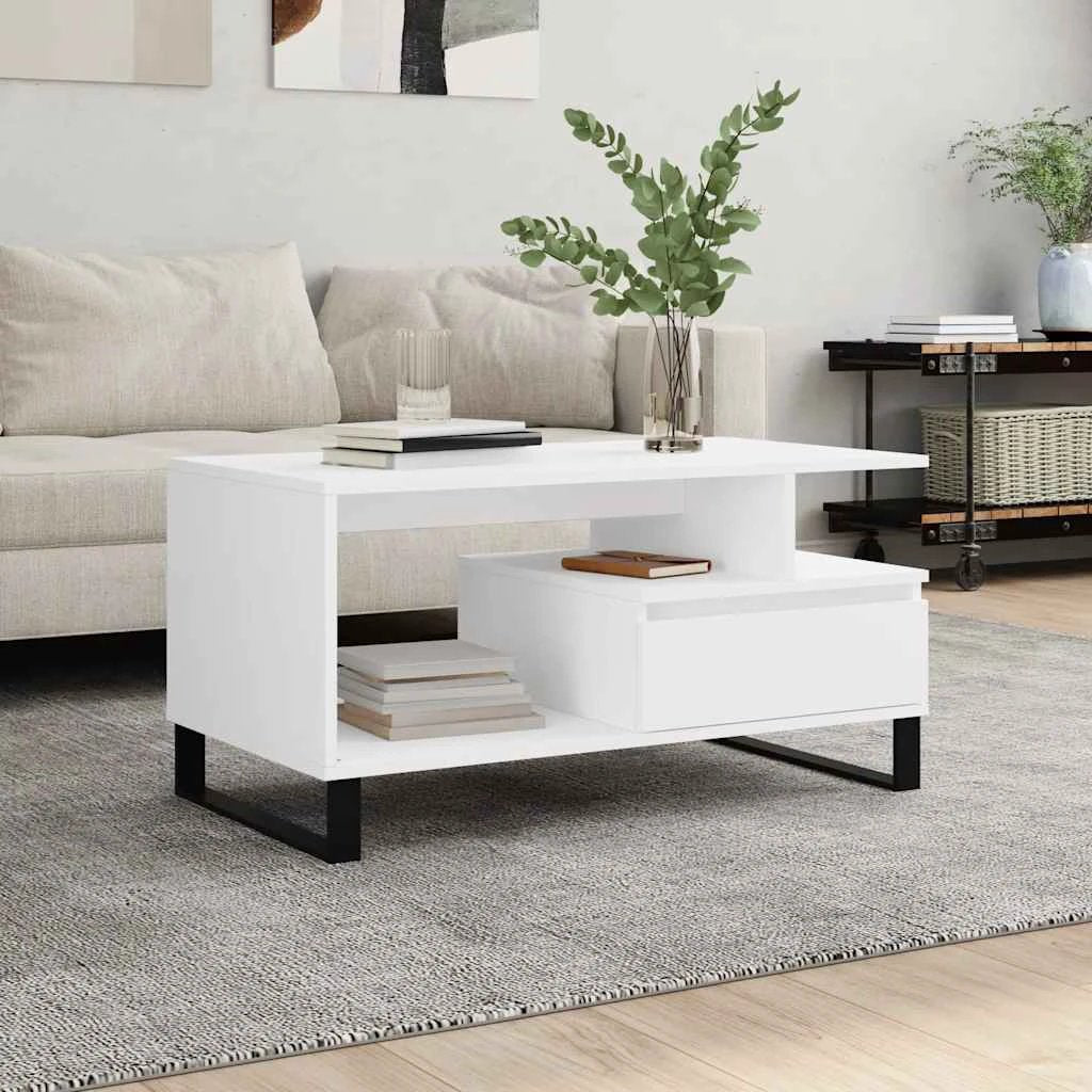 VidaXL Coffee Table 90 x 49 x 45 cm Black Oak Engineered Wood Modern Minimalist Living Room by vidaXL