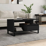 VidaXL Coffee Table 90 x 49 x 45 cm Black Oak Engineered Wood Modern Minimalist Living Room by vidaXL