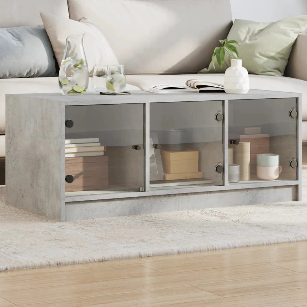 vidaXL VidaXL White Glass-Door Coffee Table 102x50x42 cm - Coffee Table