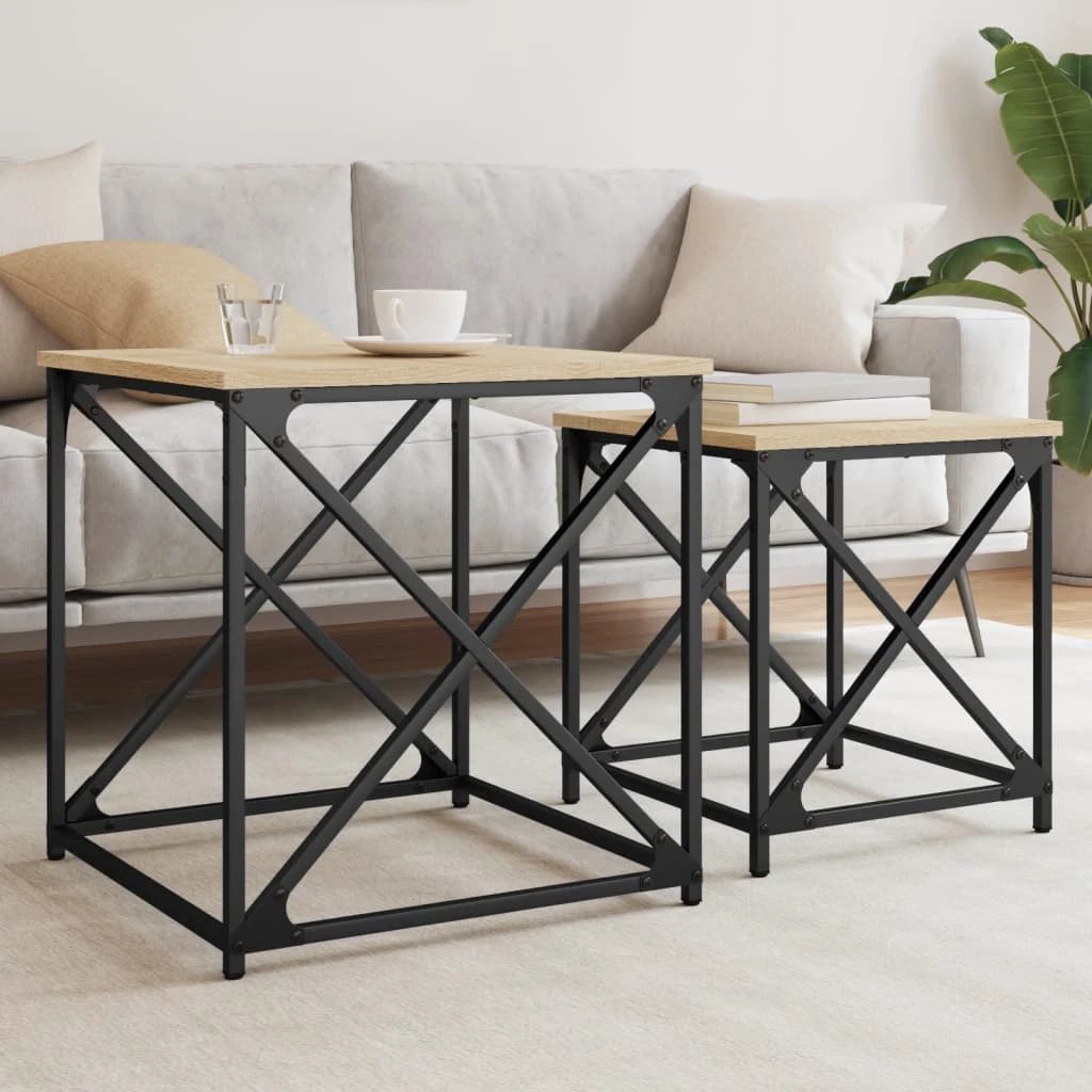 VidaXL Nesting Tables 2-Piece Space-Saver Compact by vidaXL