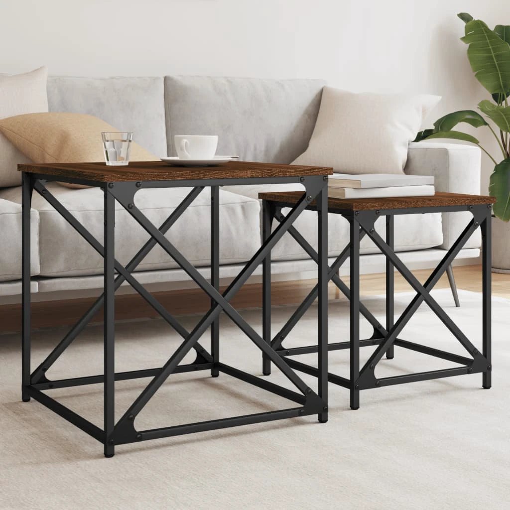 VidaXL Nesting Tables 2-Piece Space-Saver Compact by vidaXL