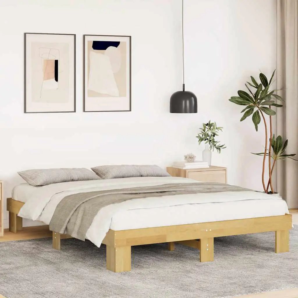 vidaXL vidaXL Bed Frame without Mattress 75x190 cm Small Single Solid Wood Oak - Bed Frames