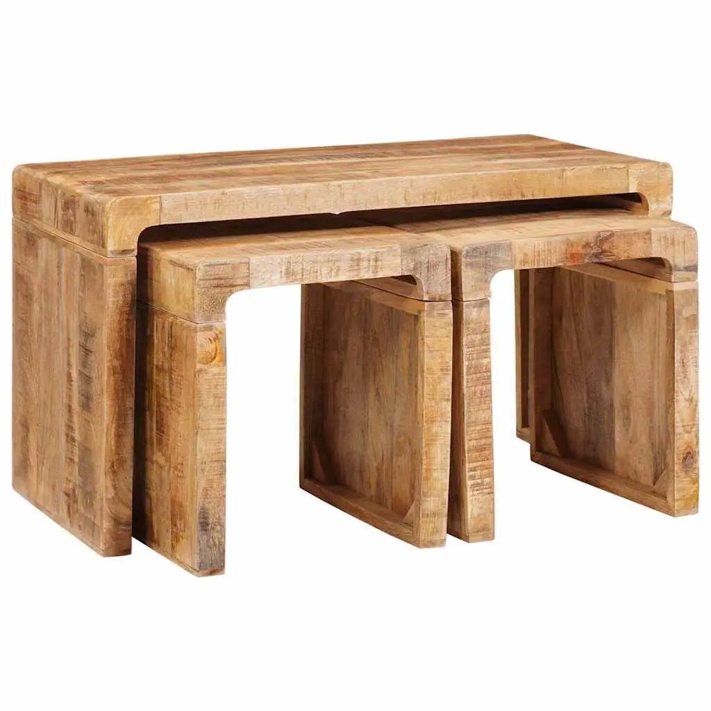 vidaXL vidaXL Nesting Table 3 pcs Brown Solid Mango Wood - Nest of Tables