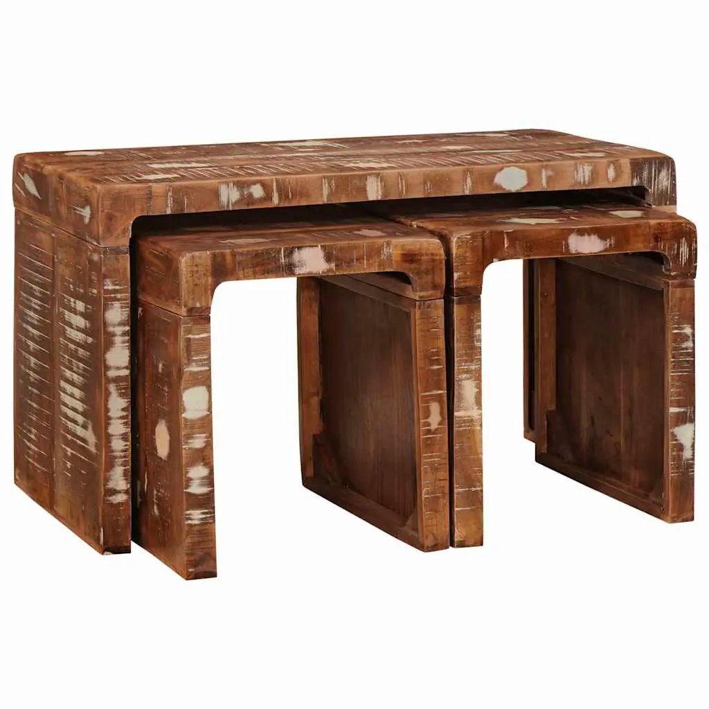vidaXL vidaXL Nesting Table 3 pcs Brown Solid Mango Wood - Nest of Tables