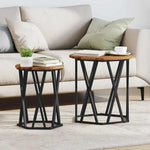 vidaXL VidaXL Round Coffee Tables 2pc Oak Steel Modern - Coffee Table