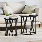 vidaXL VidaXL Round Coffee Tables 2pc Oak Steel Modern - Coffee Table