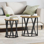 vidaXL VidaXL Round Coffee Tables 2pc Oak Steel Modern - Coffee Table