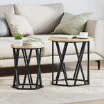 vidaXL VidaXL Round Coffee Tables 2pc Oak Steel Modern - Coffee Table