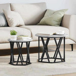 vidaXL VidaXL Round Coffee Tables 2pc Oak Steel Modern - Coffee Table