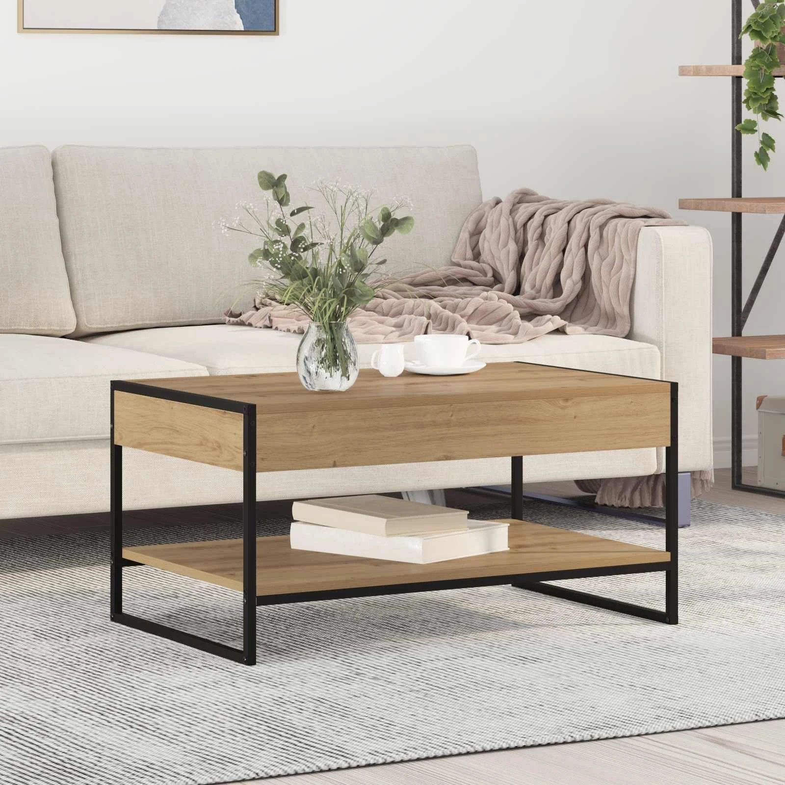 VidaXL Coffee Table 80x50x40 BlackOak Living by vidaXL