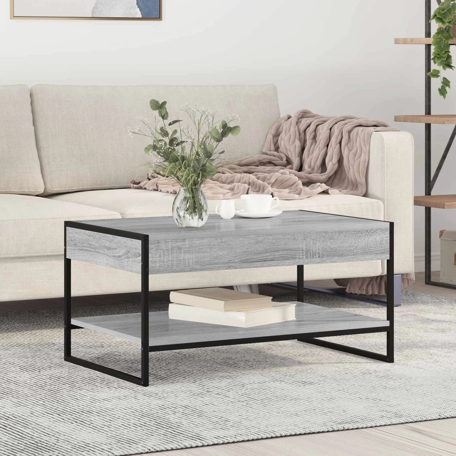 vidaXL VidaXL Coffee Table 80x50x40 BlackOak Living - Coffee Table