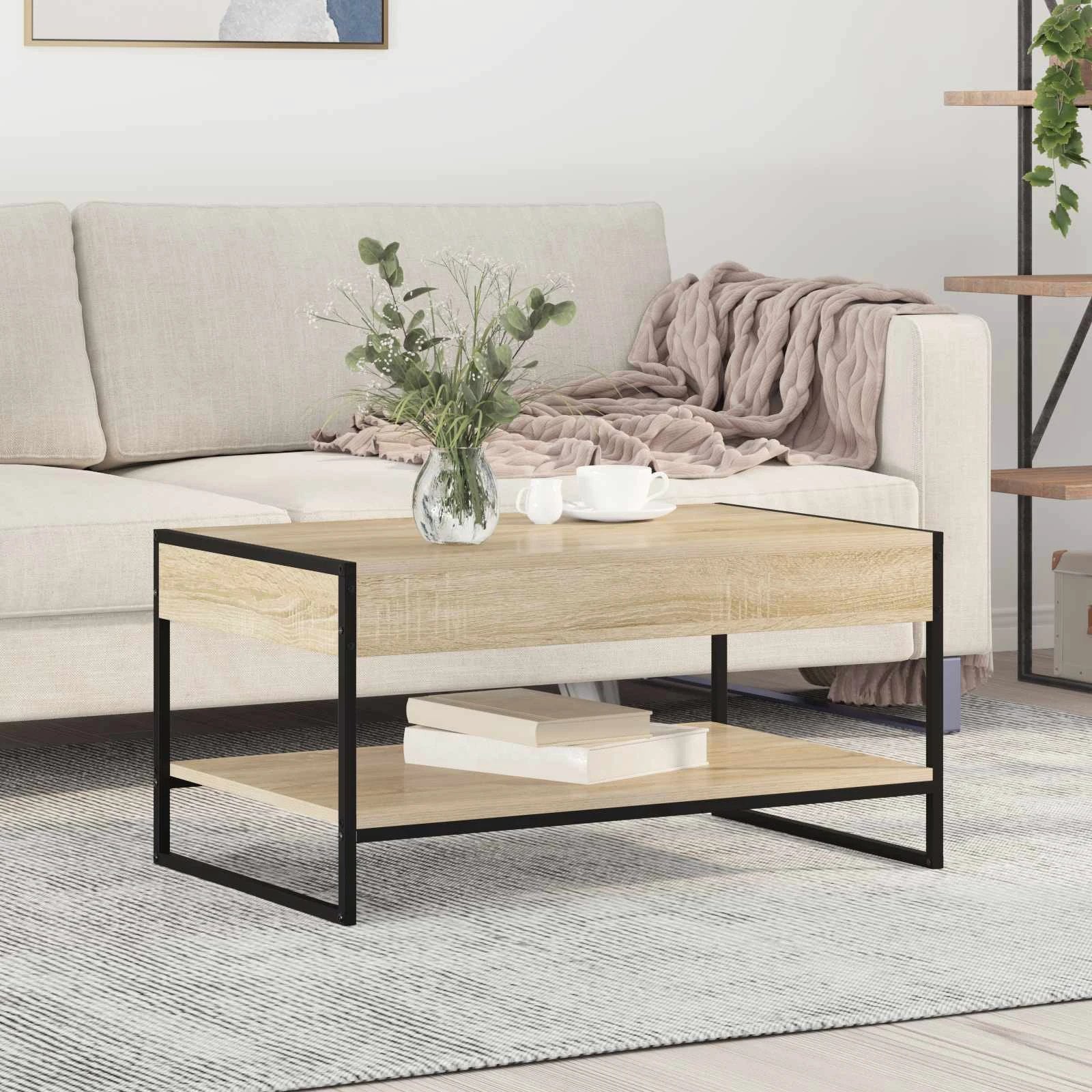 vidaXL VidaXL Coffee Table 80x50x40 BlackOak Living - Coffee Table