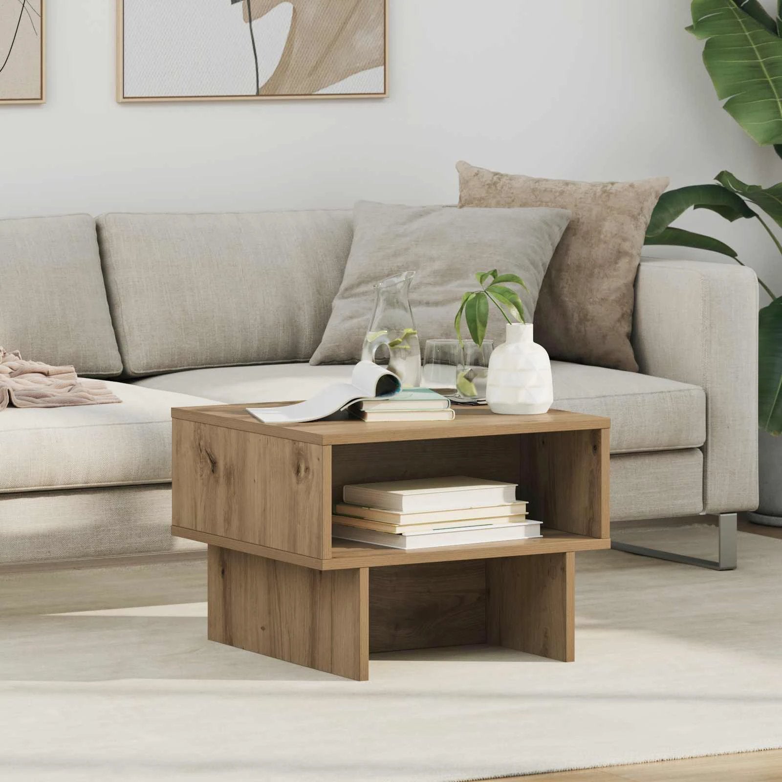 VidaXL Coffee Table 80x46x35cm White Wooden Home by vidaXL