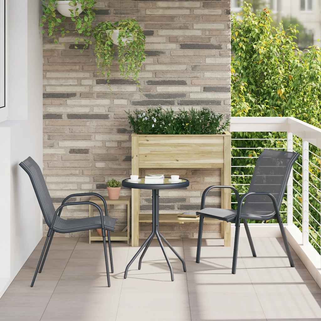 vidaXL vidaXL Stackable Garden Chairs 2 pcs Black Textilene Fabric - Garden Chairs