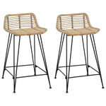 vidaXL vidaXL Bar Stool 2 pcs Natural 44 x 45 x 76 cm Rattan and Steel - Bar Stool