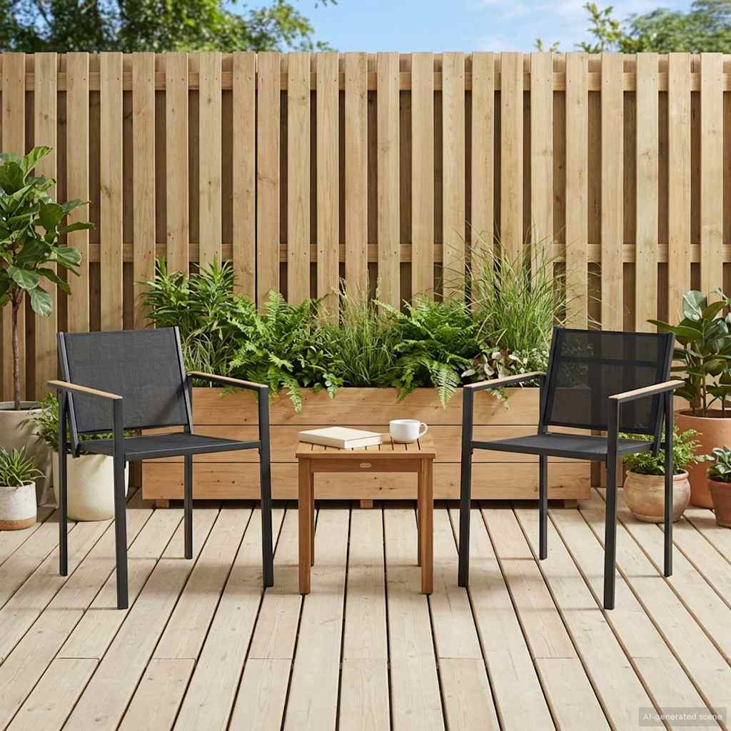 vidaXL vidaXL Garden Chairs 2 pcs Black and Anthracite 53.5 x 59 x 77 cm -