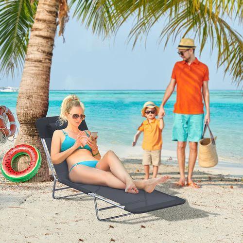 Outsunny Adjustable Garden Lounger Recliner Chair with Folding Design for Outdoor Relaxation and Sunbathing - Sun Lounger