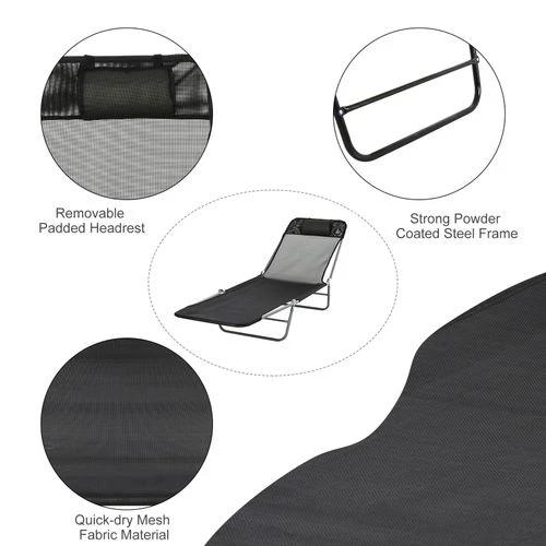Outsunny Adjustable Garden Lounger Recliner Chair with Folding Design for Outdoor Relaxation and Sunbathing - Sun Lounger