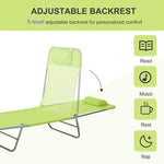 Outsunny Adjustable Garden Lounger Recliner Chair with Folding Design for Outdoor Relaxation and Sunbathing - Sun Lounger