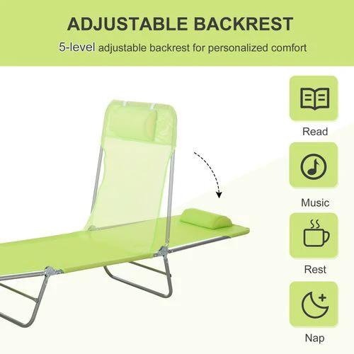 Outsunny Adjustable Garden Lounger Recliner Chair with Folding Design for Outdoor Relaxation and Sunbathing - Sun Lounger