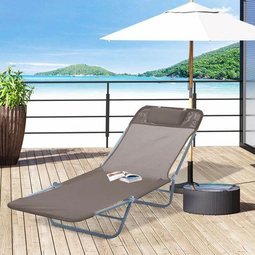 Outsunny Adjustable Garden Lounger Recliner Chair with Folding Design for Outdoor Relaxation and Sunbathing - Sun Lounger