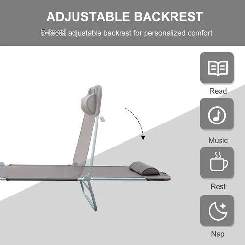 Adjustable Garden Lounger Recliner Chair with Folding Design for Outdoor Relaxation and Sunbathing by Outsunny