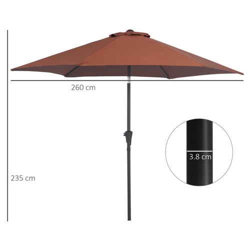 Stay cool outdoors with the Outsunny 2.7M Patio Tilt Umbrella, featuring an aluminium frame and crank for easy use.