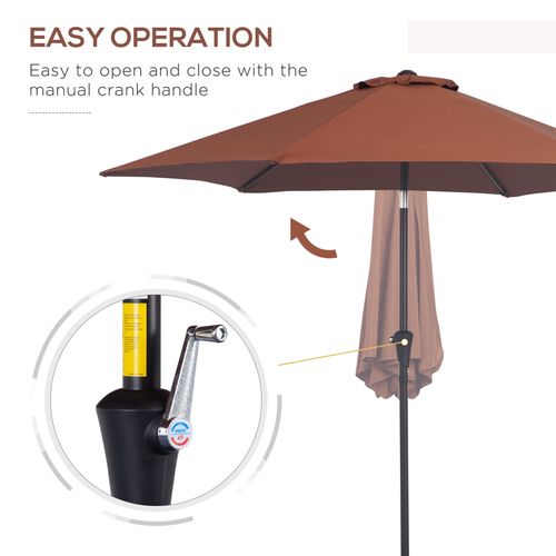 Outsunny 2.7M Patio Tilt Umbrella with Aluminium Frame and Crank for Outdoor Sun Protection offers easy operation and style.