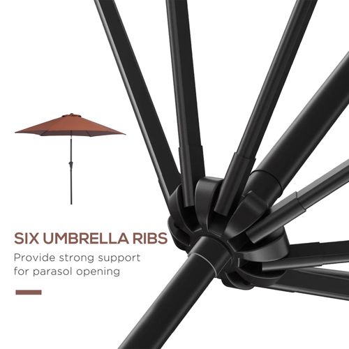Discover the Outsunny 2.7M Patio Tilt Umbrella with Aluminium Frame and Crank for Outdoor Sun Protection, featuring sturdy ribs.
