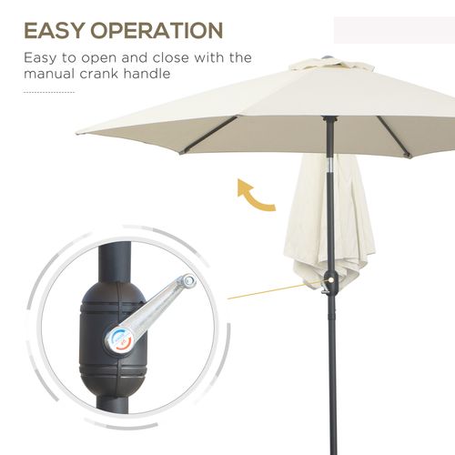 Easy-to-use crank and durable aluminium frame define the Outsunny 2.7M Patio Tilt Umbrella for outdoor sun protection.