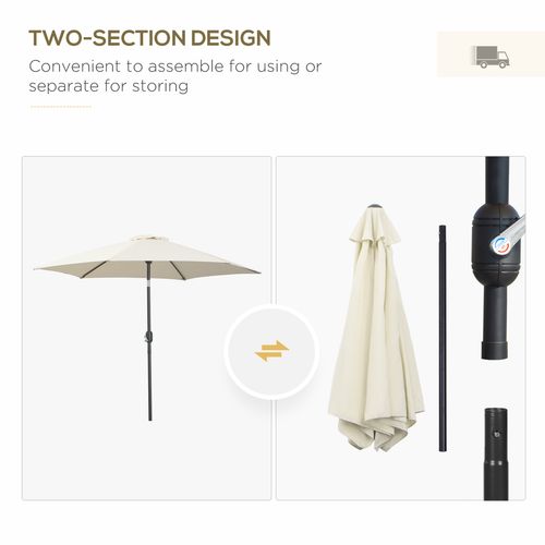 Stylish Outsunny 2.7M Patio Tilt Umbrella with Aluminium Frame and Crank, perfect for outdoor sun protection.